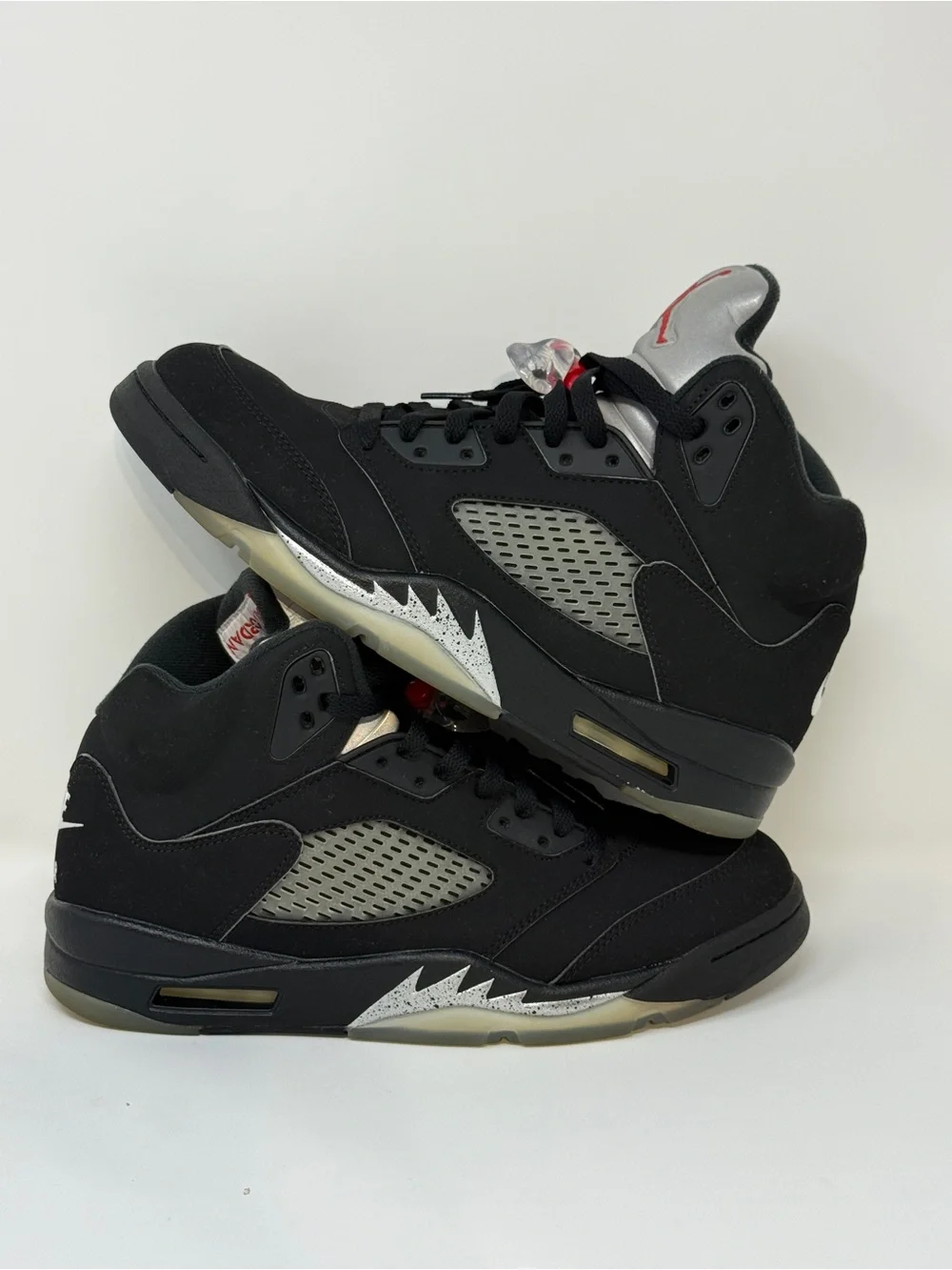 Size 8.5- Air Jordan 5 Black Metallic Sneakers 845035-003